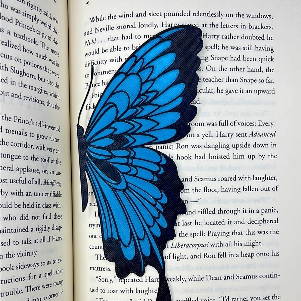 Blue 3D Printed Butterfly Bookmark